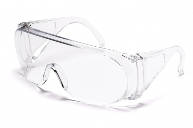 Lunettes de protection de sécurité lunettes sur tableau blanc avec un tracé de détourage