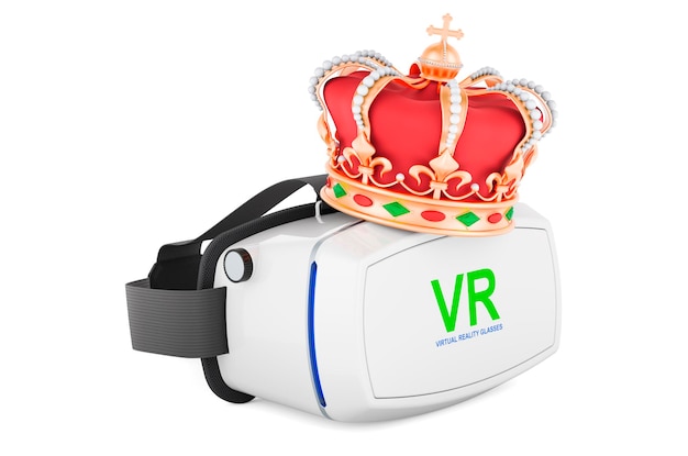 Lunettes de réalité virtuelle VR avec rendu 3D couronne dorée