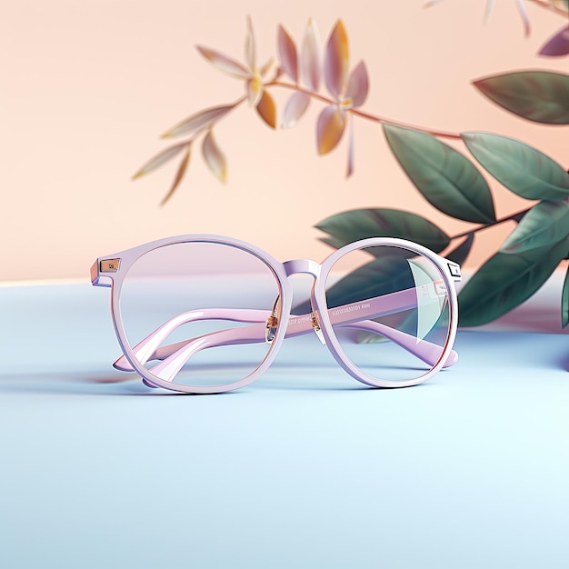 lunettes roses avec des feuilles