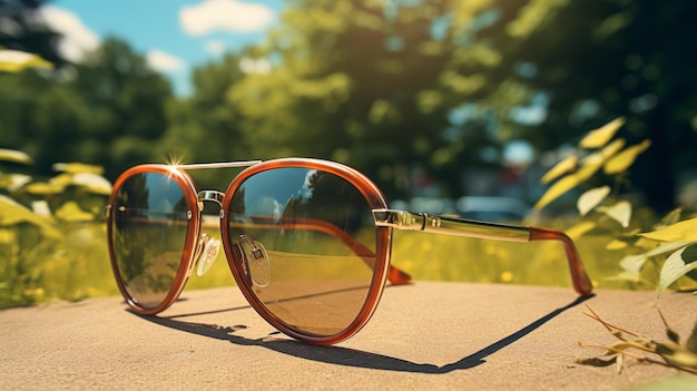 Des lunettes de soleil au sommet d'un rocher