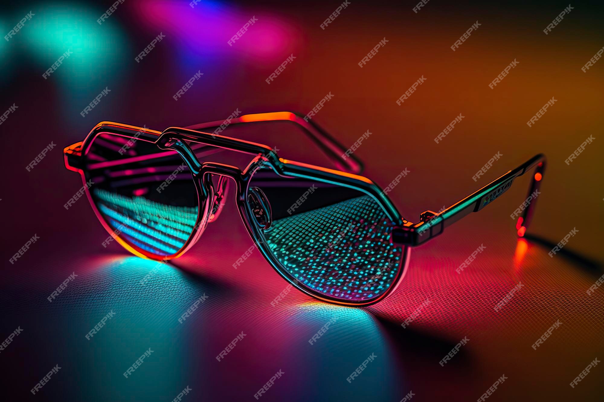 Lunettes De Soleil Aux Couleurs Fluo Generative Ai