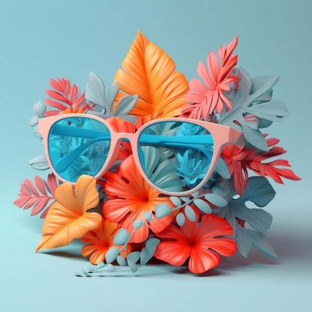 Des lunettes de soleil colorées avec une fleur dessus