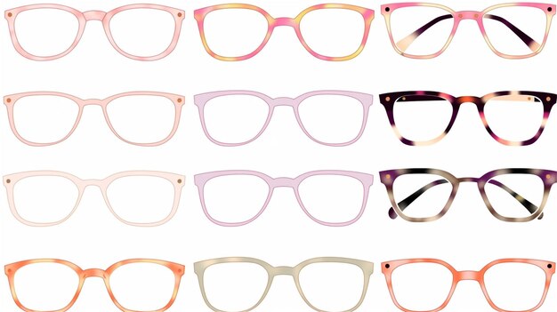 Des lunettes de soleil colorées isolées sur un fond blanc sont incluses dans le fichier.