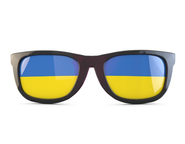 Lunettes de soleil drapeau Ukraine rendu 3D