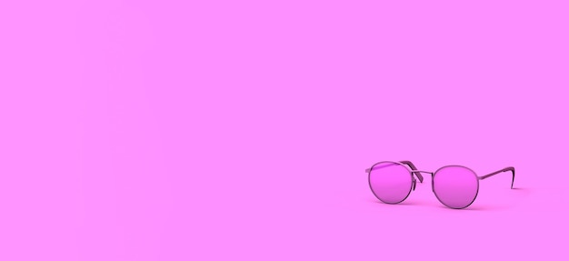 Lunettes de soleil sur fond rose pastel Summer concept 3D illustration