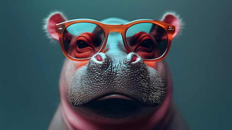 Photo les lunettes de soleil des hippopotames en 3d
