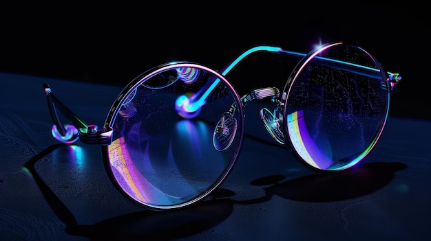 Photo des lunettes de soleil holographiques isolées sur un fond minimal