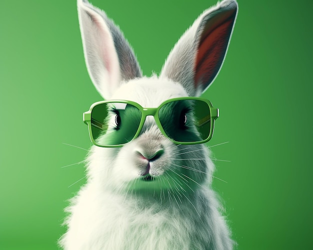 Photo des lunettes de soleil de lapin cool avec un fond d'été colorégenerative ai