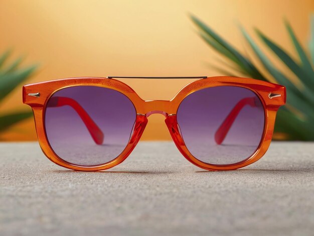 Photo des lunettes de soleil à la mode pour les vacances d'été isolées sur un fond de couleurs vives