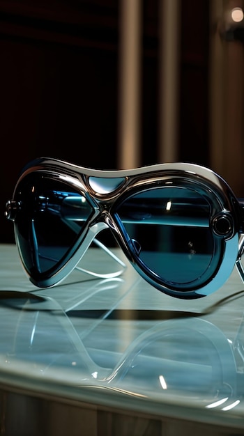 lunettes de soleil noires futuristes sur une table