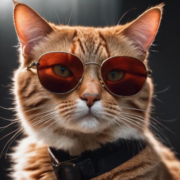 Des lunettes de soleil orange pour chat.