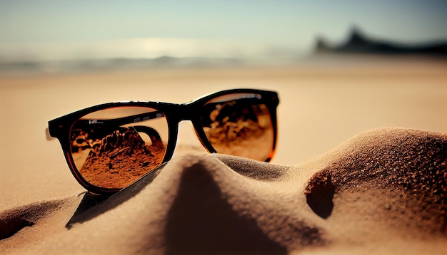 Lunettes de soleil sur la plage avec Generative AI