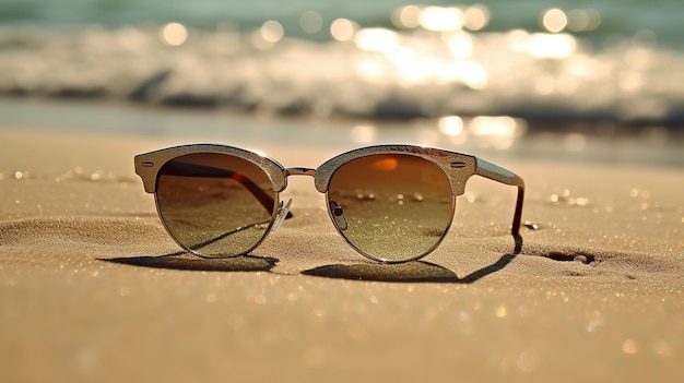 Lunettes de soleil en plage pour la conception de la couverture