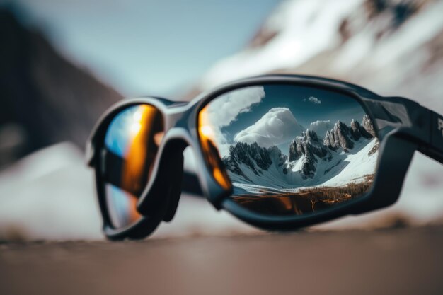 Des lunettes de soleil qui disent 'neige' dessus