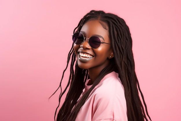 Lunettes de soleil roses femme nigériane Culture Africa Generate Ai