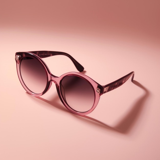 Des lunettes de soleil roses avec une monture noire et le mot chanel dessus.