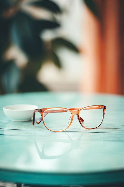 lunettes sur une table verte