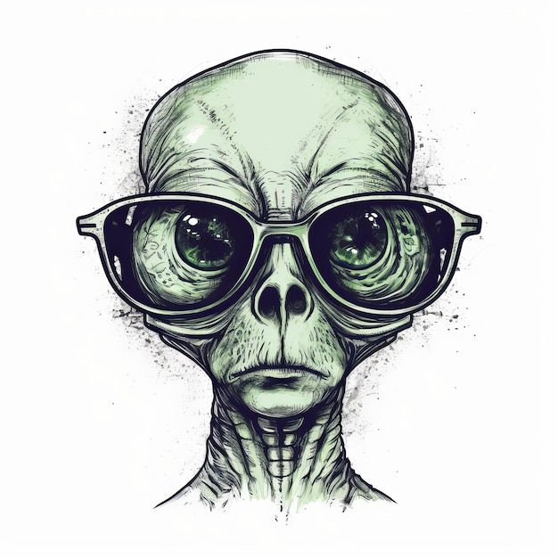 lunettes tête extraterrestre illustration vectorielle pour t-shirt