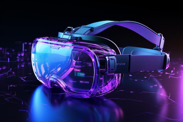Des lunettes VR d'immersion sportive futuristes fusionnent le gameplay et le cyberspace 3D dans le métavers.