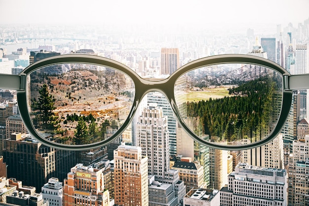 Lunettes avec vue paysage