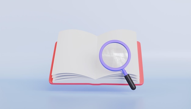 Lupe et livre pour l'enseignement, l'apprentissage et la recherche