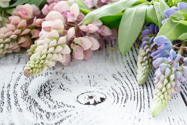 Lupins sur table en bois