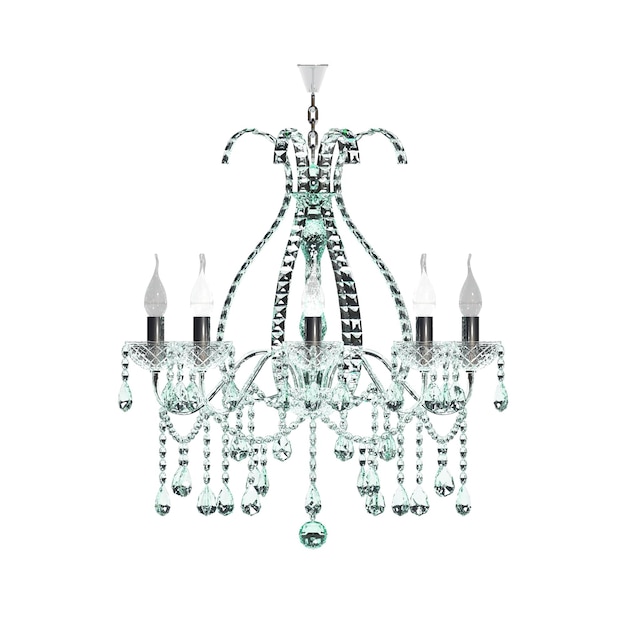 Lustre en cristal pour l'intérieur isolé sur fond blanc éclairage domestique illustration 3D cg