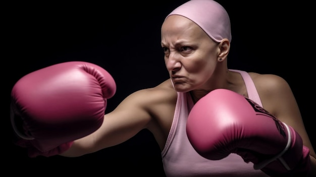 La lutte contre le cancer du sein représentée dans une femme de boxe