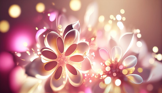 Luxe abstrait belle fleur de cristal or rose AI générative