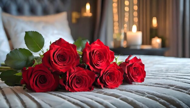 Le luxe et le confort avec un bouquet de roses rouges