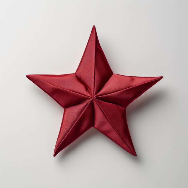 Luxeuse étoile d'origami rouge néoclassique sur surface blanche
