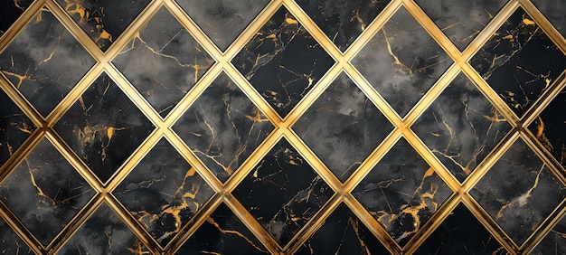 Luxeuse texture de marbre doré et noir fond carrelé motif élégant pour les projets de conception style moderne et classique AI