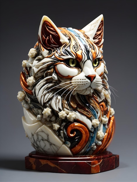 une luxueuse statue de chat de style sculptural majestueux