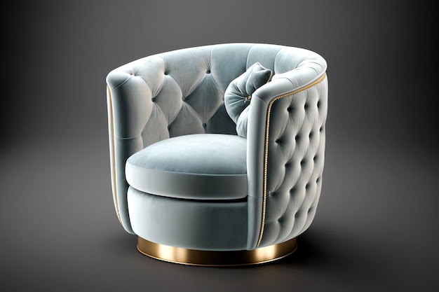 Un luxueux fauteuil en velours blanc sur fond gris