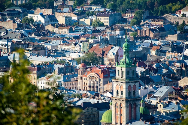 Lviv Ukraine Vue sur le centre-ville historique à vol d'oiseau