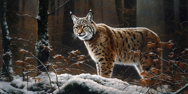 Photo un lynx dans la neige