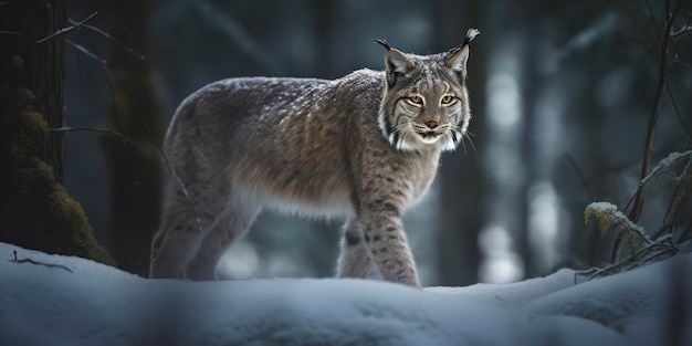 Un lynx dans la neige