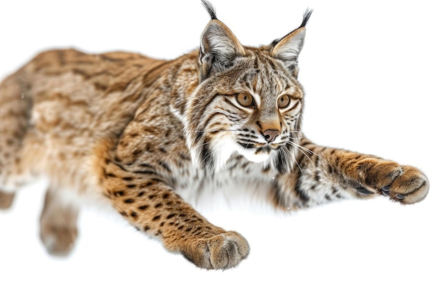 Photo un lynx sautant vers sa proie