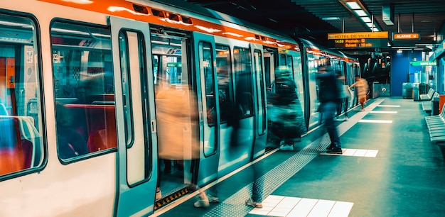 Lyon, France: 12 MAI 2019 - Station de métro à Lyon, France