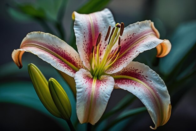 Des lys blancs en fleurs avec des feuilles vert foncé