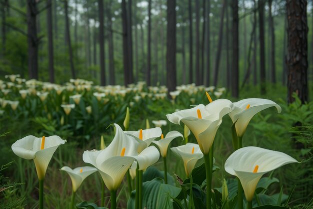 Les lys de Calla dans la forêt