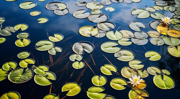 Photo des lys dans le parc des lys en arrière-plan sur les lys d'eau dans le lac de beaux lys