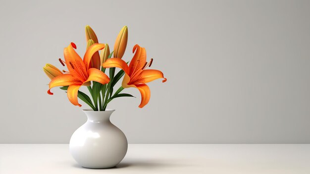 Lys orange dans un vase blanc sur une belle ai générative