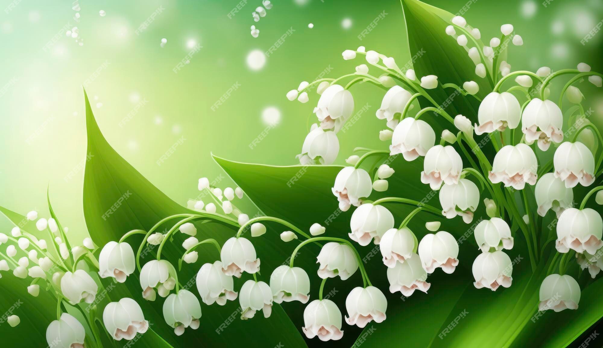 Bouquet De Muguet Images Gratuites Lys De La Vallée Fond Fleurs De Printemps Large Bannière Générer Ai | Photo Premium