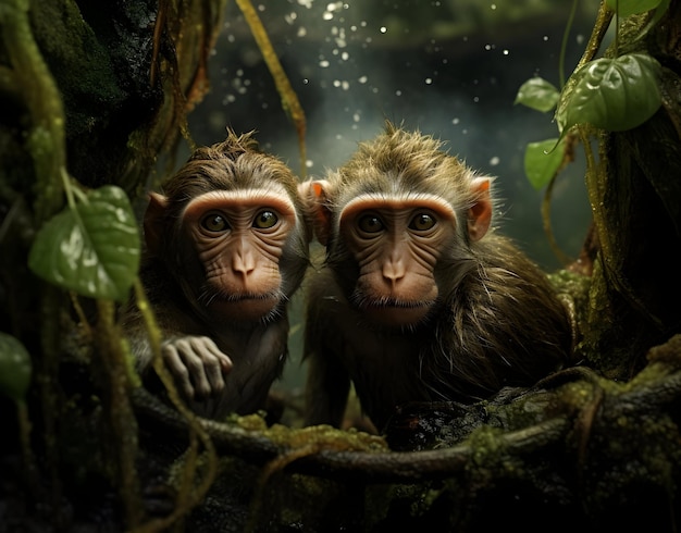 Les macaques dans la jungle