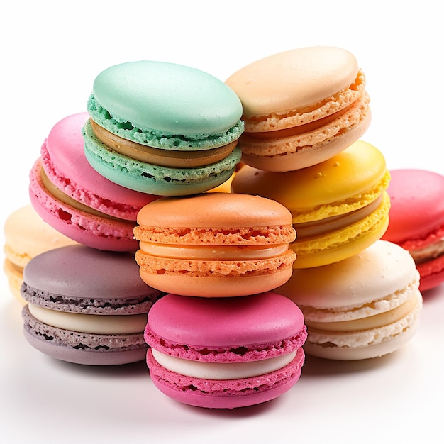 Macaron coloré sur fond blanc