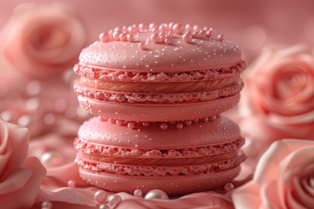 macaron avec décoration de thé de l'après-midi photographie de nourriture de publicité professionnelle