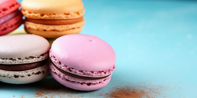 Macaron sur un fond pastel bannière place pour le texte génératif ai