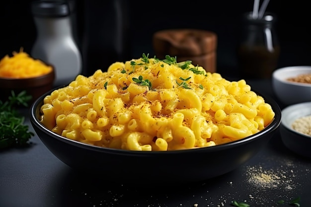 Macaroni au fromage américain typique dans un bol Mac et fromage