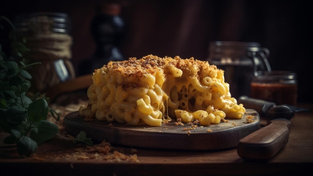 Macaroni au fromage cuit au four Illustration AI Générative